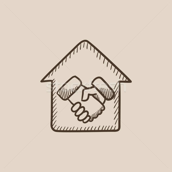 600x600 Handshake And Successful Real Estate Transaction Sketch Icon - Handshake Sketch
