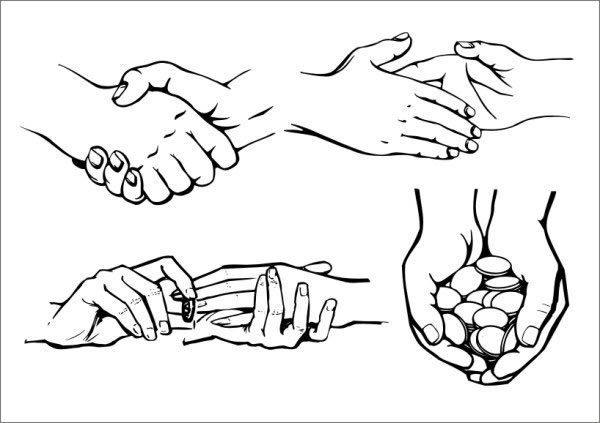 600x423 Handshake Sign Icons Black White 3d Sketch Free Vector In - Handshake Sketch