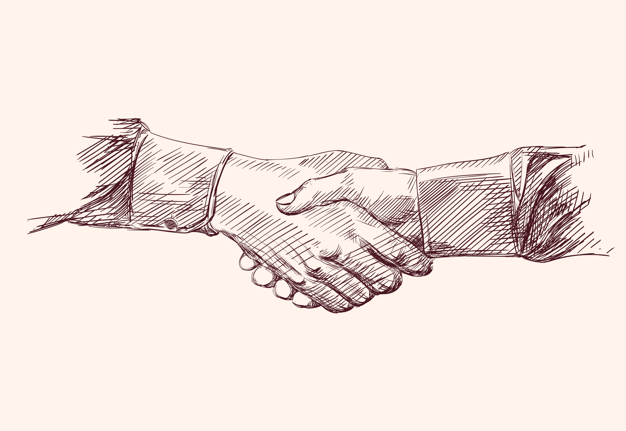 2000x1378 Handshake. Hand Drawn Sketch - Handshake Sketch