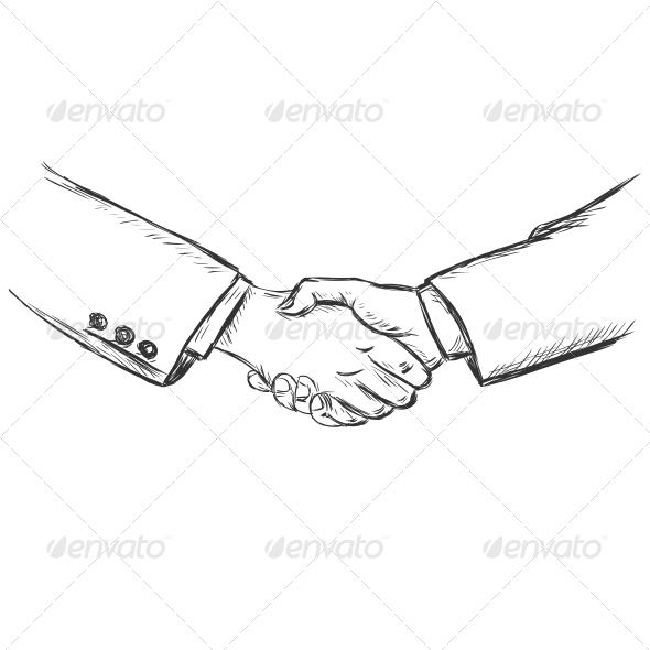 590x590 Vector Sketch Illustration - Handshake Sketch