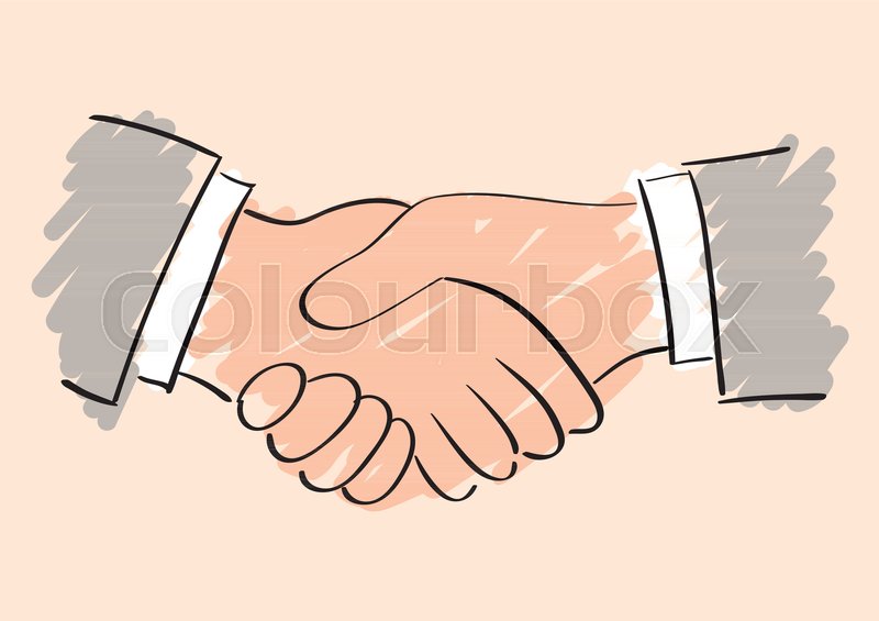 800x565 Vector Sketch Drawing Of Handshake. Symbol Of Friendship - Handshake Sketch
