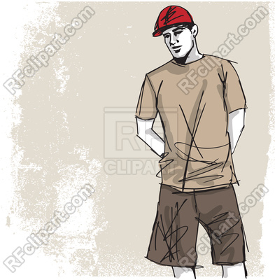 393x400 Sketch Of Fashion Handsome Man Vector Image Vector Artwork Of - Handsome Man Sketch