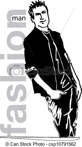 265x470 Sketch Of Fashion Handsome Man. Vector Illustration. - Handsome Man Sketch