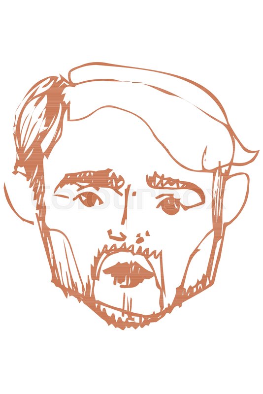 534x800 Vector Sketch For A Portrait Of A Handsome Man With A Beard - Handsome Man Sketch