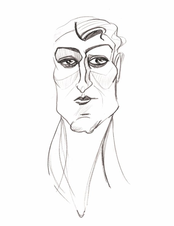 570x738 Black And White Figure Drawing Sketch Art Deco Handsome Man Etsy - Handsome Man Sketch