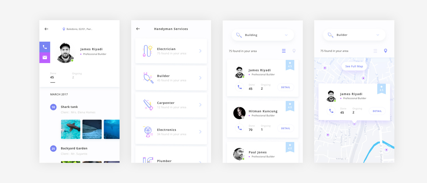 1400x600 Handyman App Design Ui Kit Exploration For Sketch - Handyman Sketch