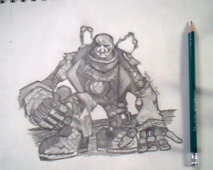 700x560 A Pencil Sketch Of A Handyman I Made. Bioshock - Handyman Sketch