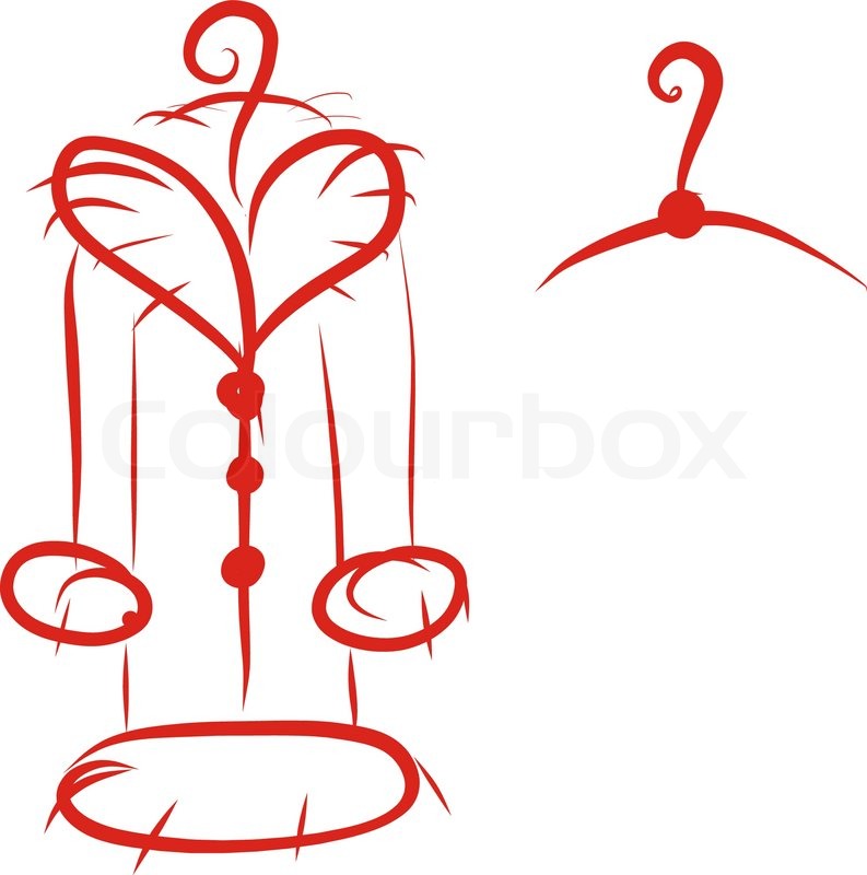793x800 Coat With Fur Collar On Hanger, Sketch For Your Design Stock - Hanger Sketch