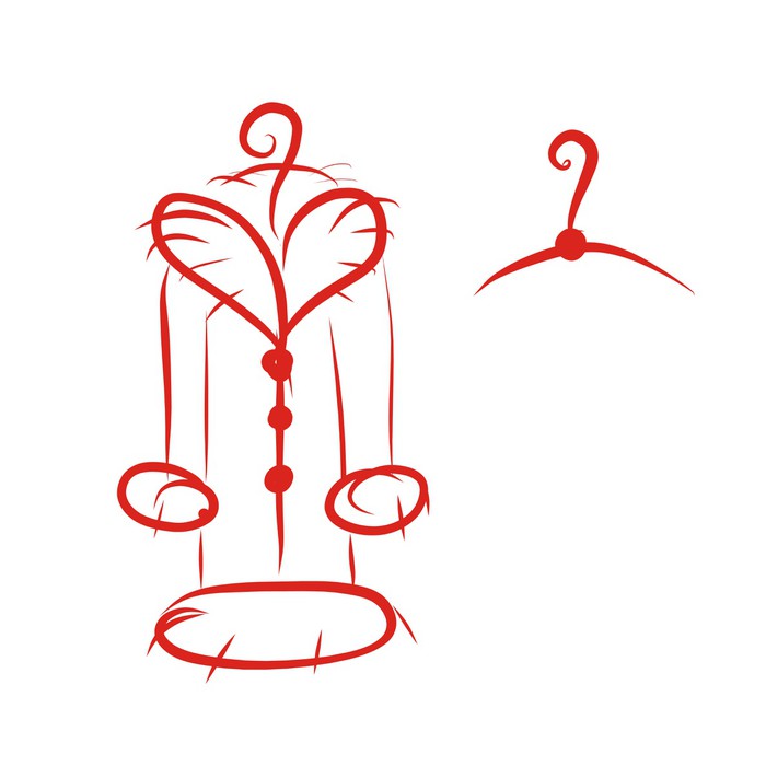 700x700 Coat With Fur Collar On Hanger, Sketch For Your Design Wall Mural - Hanger Sketch