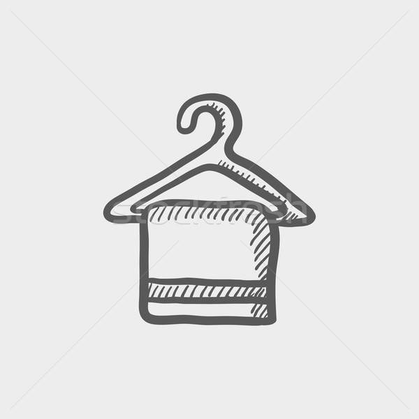 600x600 Towel On Hanger Sketch Icon Vector Illustration Andrei Krauchuk - Hanger Sketch