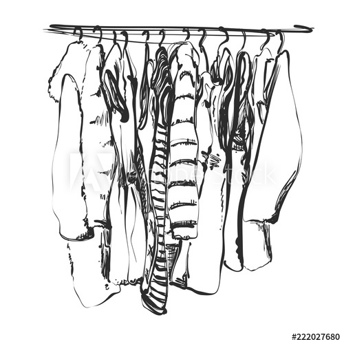 500x500 Clothes On The Hanger. Outerwear. Dress And Coat Sketch - Hanger Sketch