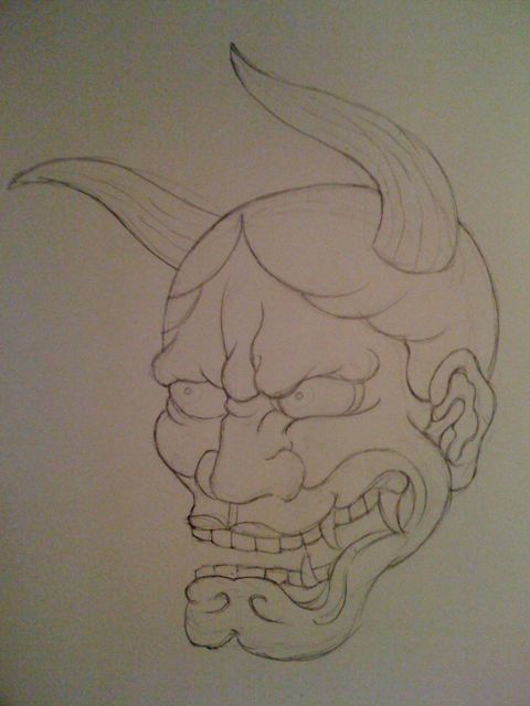 480x640 Hannya Drawing Tattoo Forrest - Hannya Mask Sketch