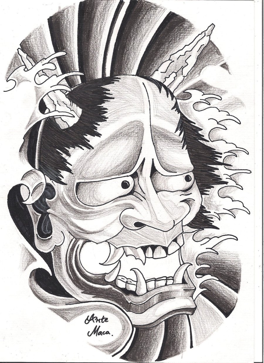 900x1238 Again Hannya Mask Tattoo Sketch Tattoo Ideas - Hannya Mask Sketch