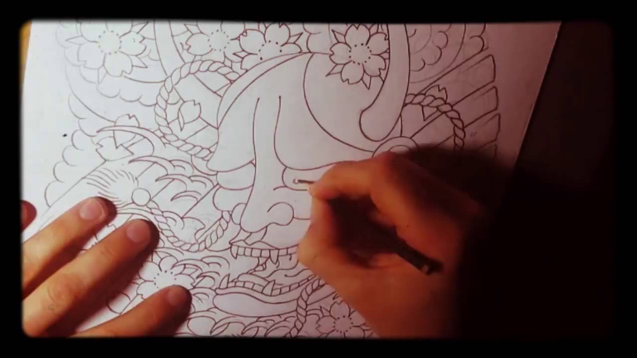 1280x720 Japanese Hannya Mask 14 Sleeve Tattoo Design - Hannya Mask Sketch