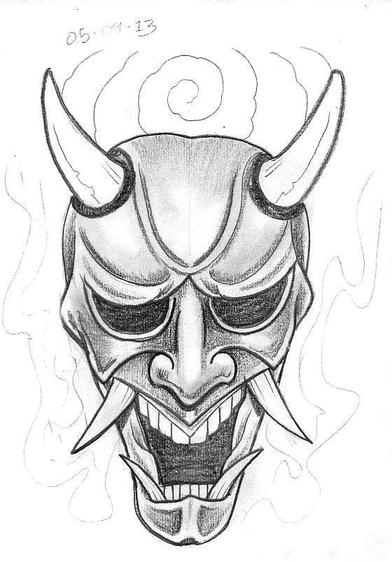 560x803 Tattoo Sketch A Day September 2013 - Hannya Mask Sketch