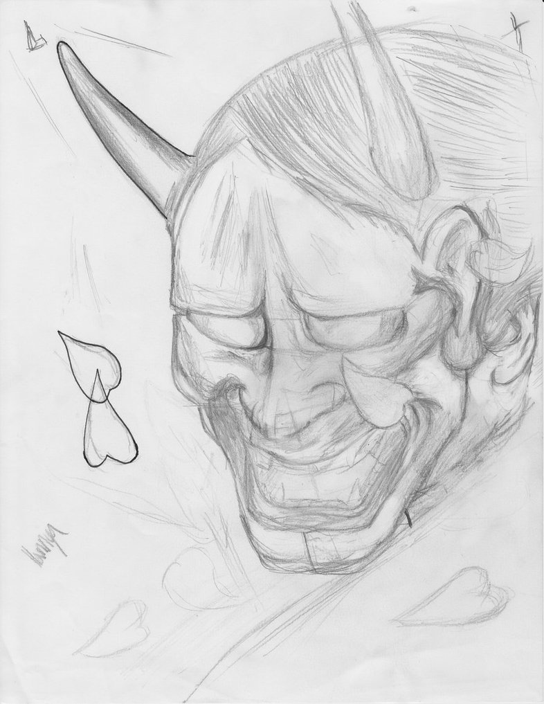 786x1017 Hannya Mask Sketch By To3bo - Hannya Mask Sketch