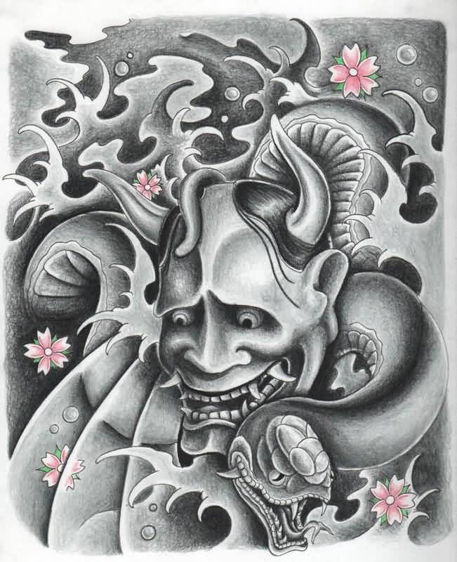 651x800 Hannya Mask Tattoo Sketch - Hannya Mask Sketch