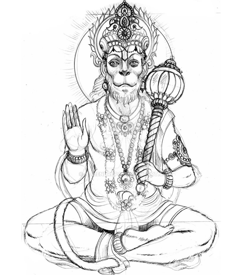 Hanuman Sketch at Explore collection of Hanuman Sketch