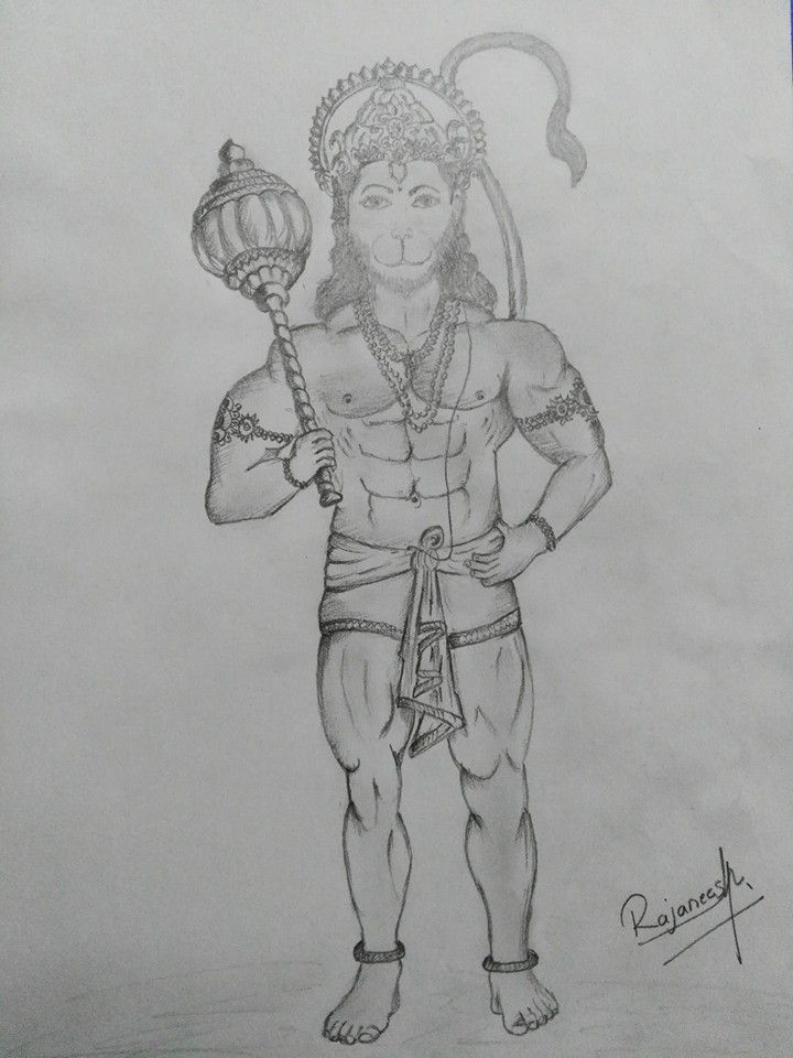 Hanuman Sketch at PaintingValley.com | Explore collection of Hanuman Sketch