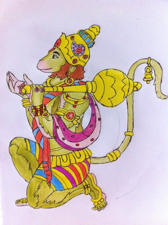 537x720 Sketch Of Lord Hanuman Rama Doota Hanuman - Hanuman Sketch