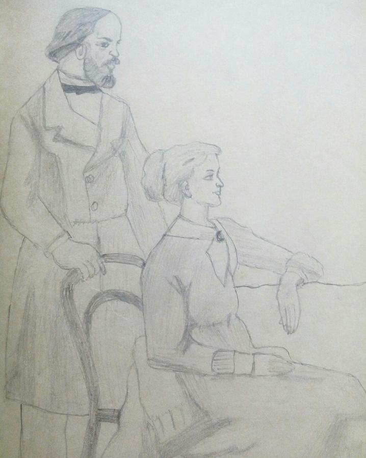 718x900 Happy Couple Drawing By Seema Sharma - Happy Couple Sketch