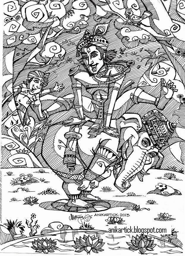 622x858 Happy Diwali 2014 Wishes To All ( Anaivarukkum Iniya Dheepavali - Happy Diwali Sketches