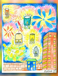 196x257 Happy Diwali Childrens Scene Drawing Pictures - Happy Diwali Sketches