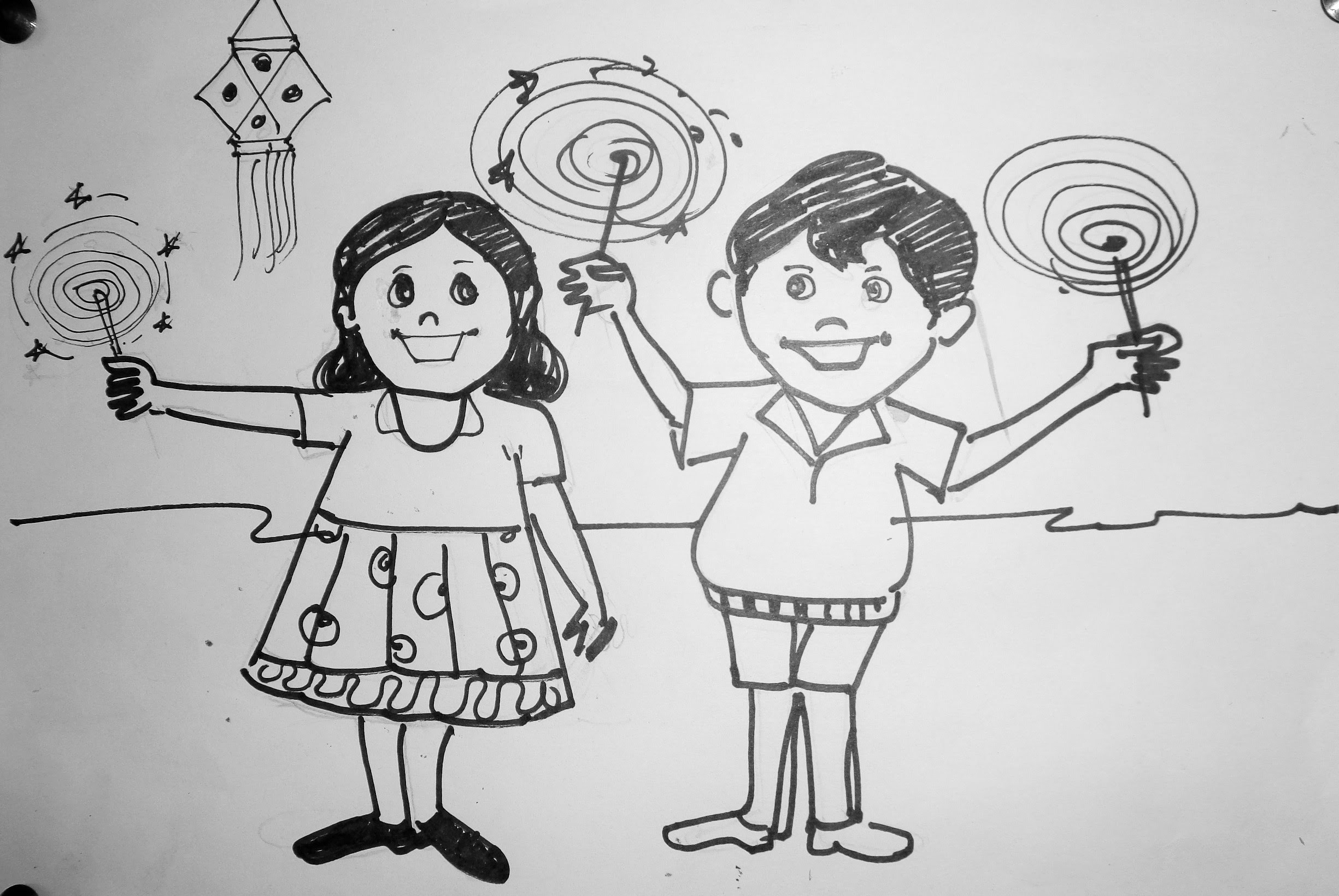 2450x1640 Happy Diwali Drawing - Happy Diwali Sketches