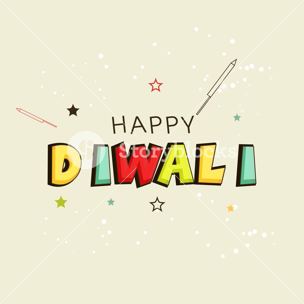 1000x1000 Happy Diwali Text For Poster And Banner. Illustration Of - Happy Diwali Sketches