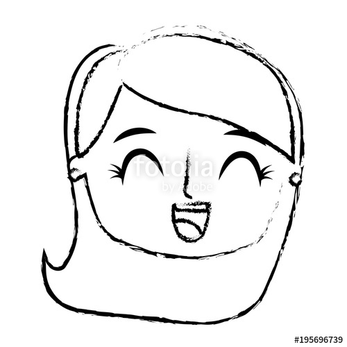 500x500 Beautiful Young Teenager Happy Face Girl Smiling Vector - Happy Face Sketch