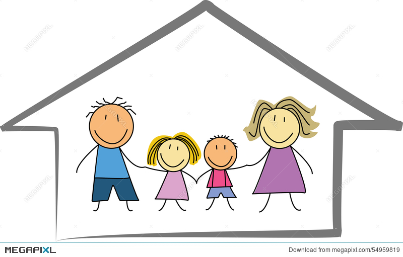 800x511 Happy Family Home House - Happy Family Sketch