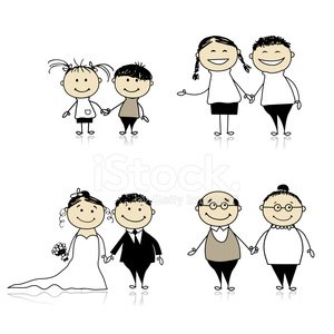 300x300 Happy Family Smiling Together, Drawing Sketch Stock Vectors - Happy Family Sketch