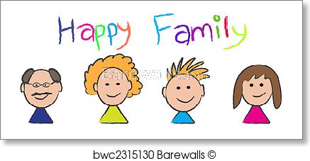 437x227 Art Print Of Happy Family Portrait Sketch Barewalls Posters - Happy Family Sketch