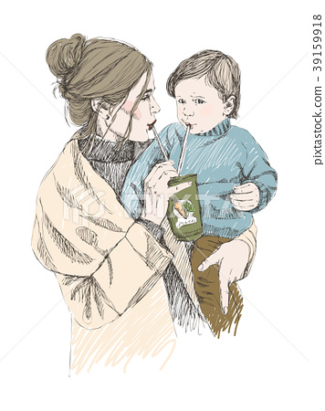 356x450 Vector Sketch Of Happy Family Parents And Children - Happy Family Sketch