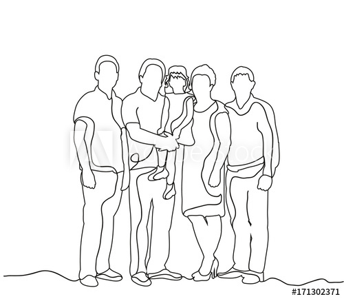 500x434 Happy Family Sketch, Outlines, Lines - Happy Family Sketch