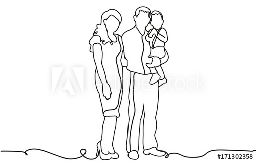 500x318 Vector, Happy Family Sketch, Outlines, Lines - Happy Family Sketch