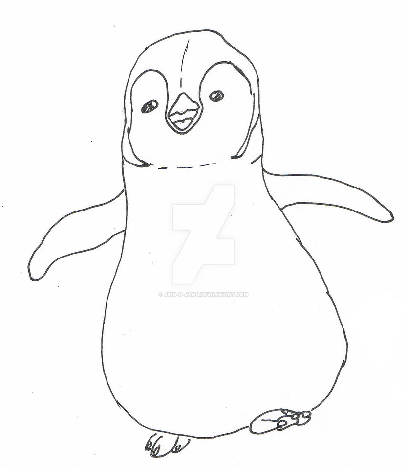 Пингвин рисование ногой