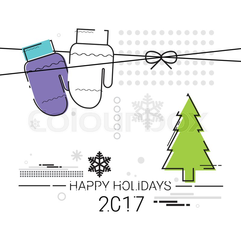 800x800 Merry Christmas Happy New Year Simple Line Sketch Banner Card - Happy New Year Sketch