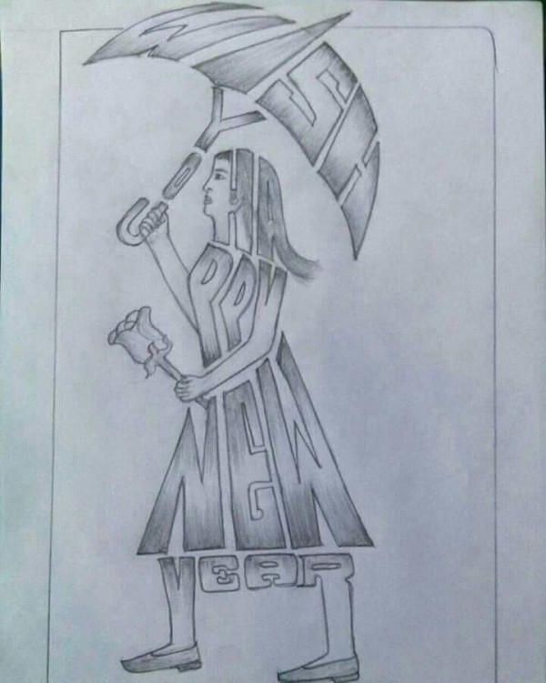 600x750 Pencil Sketch Of Creative Happy New Year - Happy New Year Sketch