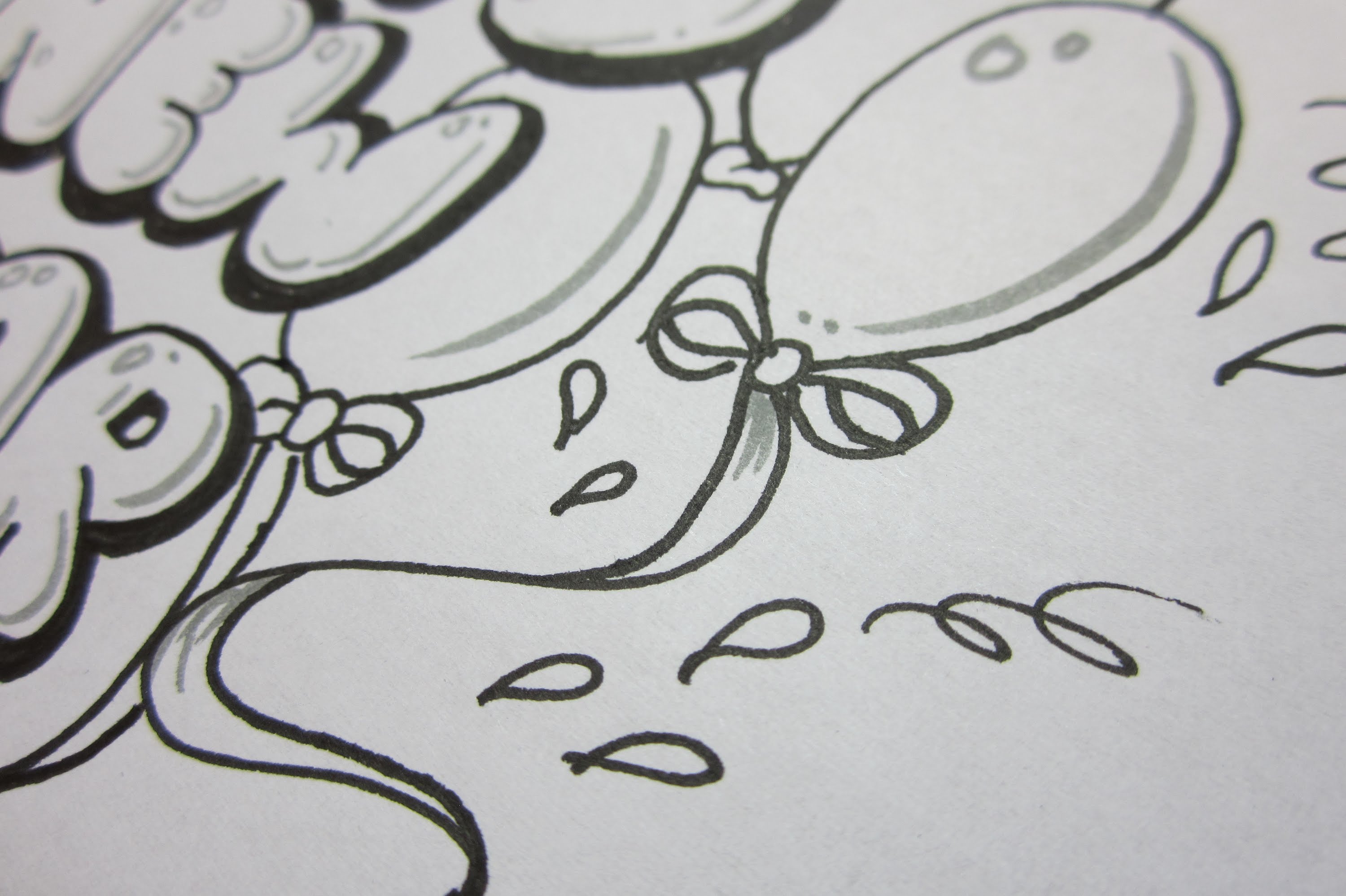 3000x1998 Write Happy New Year, Draw Balloons, Ribbon And Stars - Happy New Year Sketch