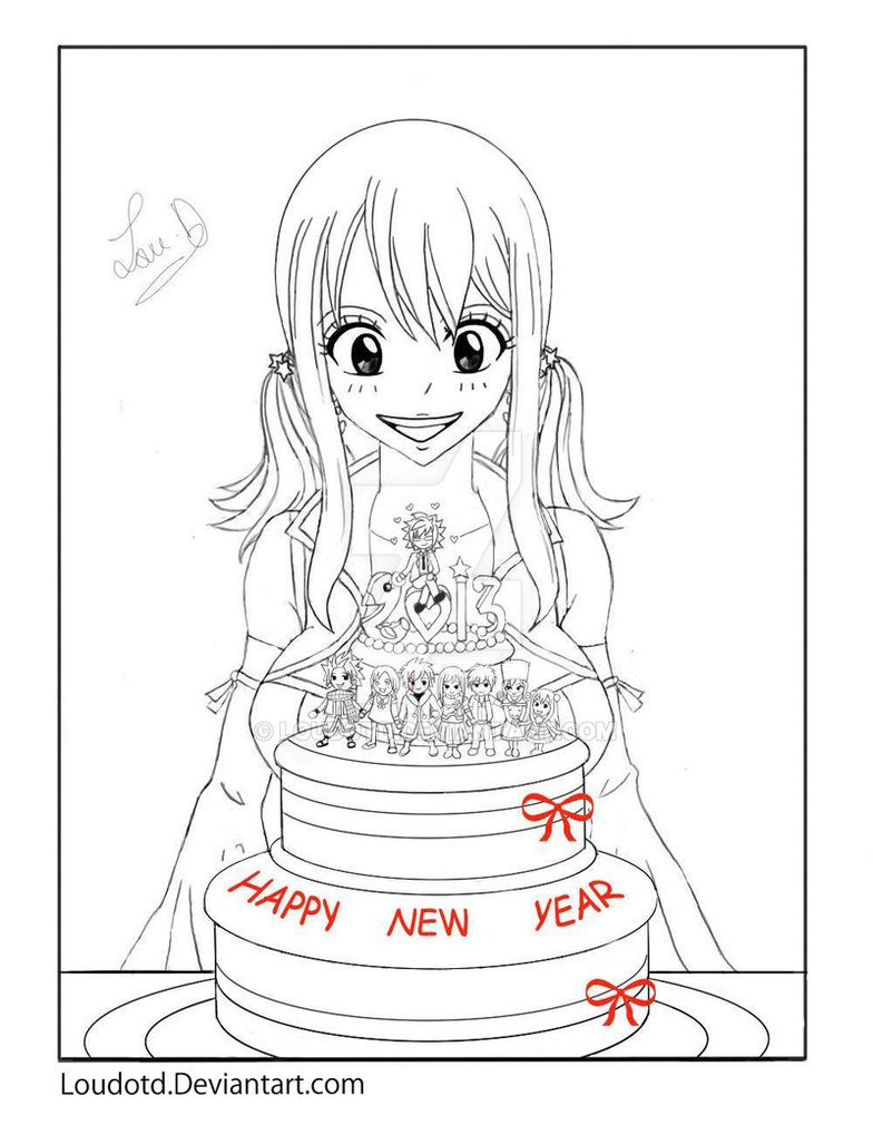 784x1019 Happy New Year! Fairy Tail Style! The Sketch By Loudotd - Happy New Year Sketch