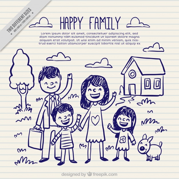626x626 Happy Family Sketches Background Vector Free Download - Happy Sketches