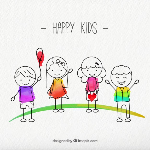 626x626 Sketches Happy Kids Pack Vector Free Download - Happy Sketches