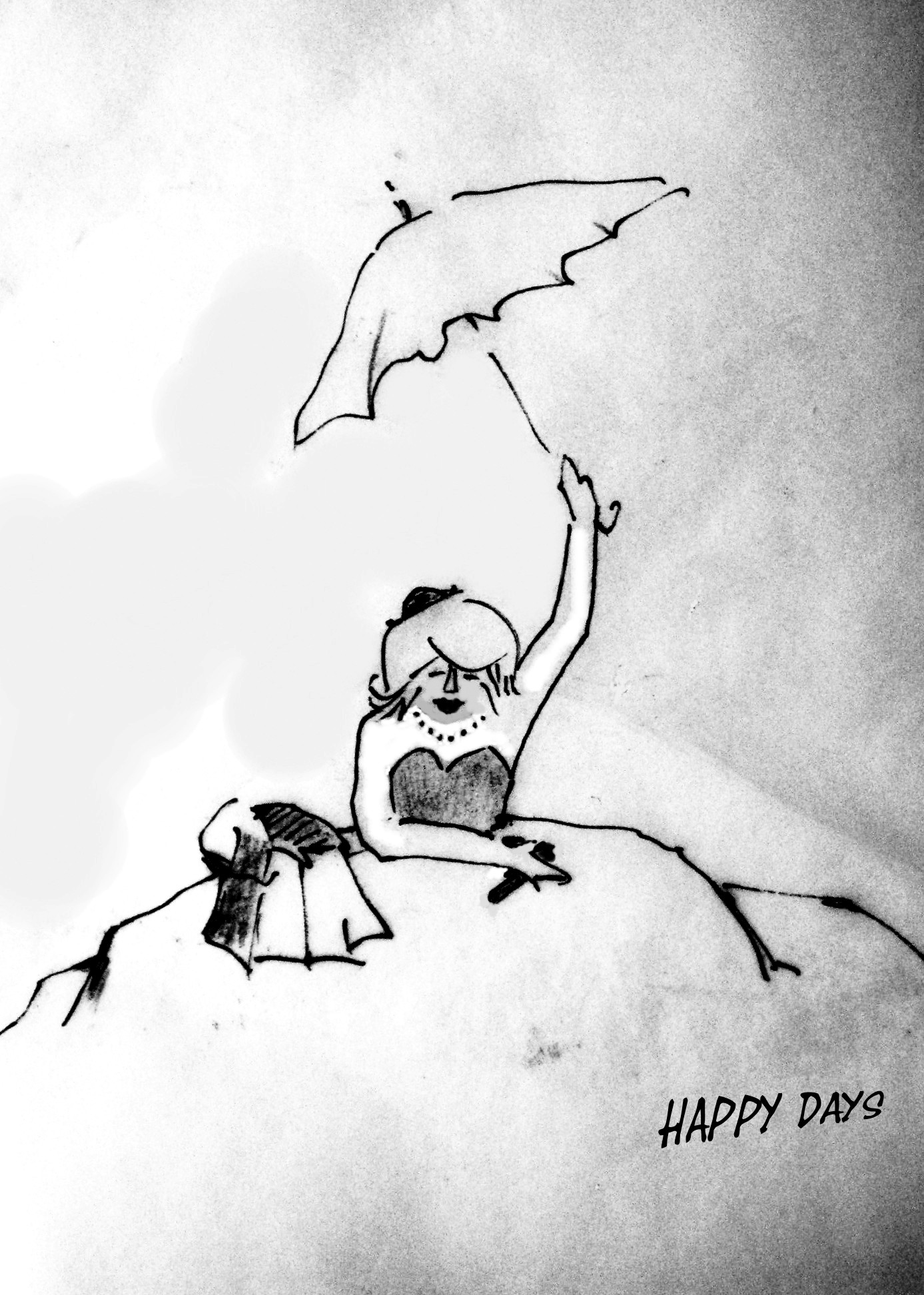 1387x1944 Filesketch Of Scene In Happy Days (Play) By Samuel Beckett.jpg - Happy Sketches