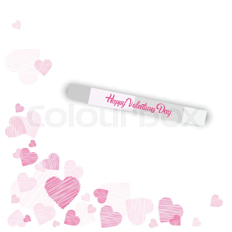 800x800 Happy Valentine Day Background Sketch Pink Heart Shapes On White - Happy Valentine Day Sketch