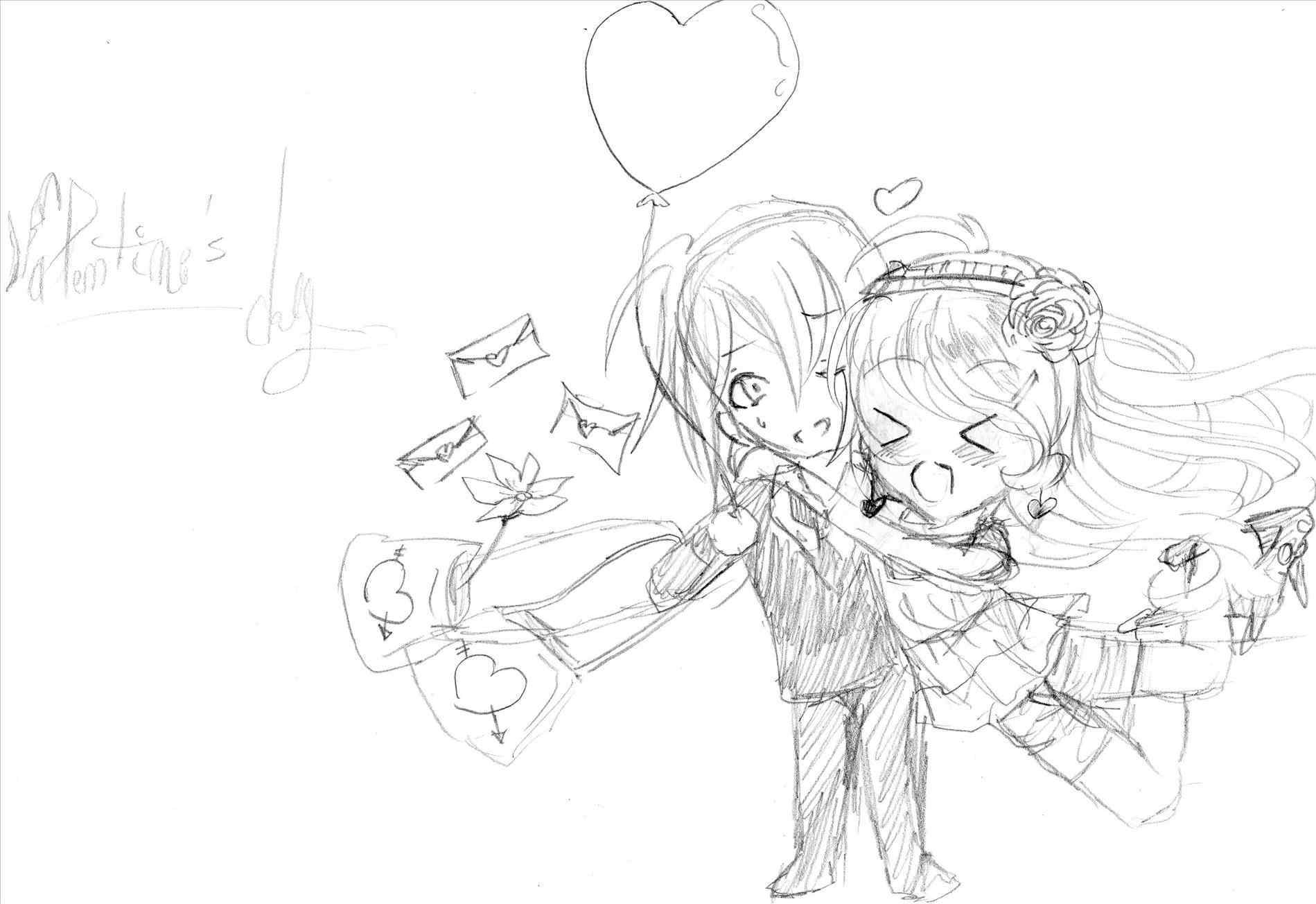 1899x1304 Day Pencil Sketch Drawings Art Valentines Hand Drawing Vector - Happy Valentine Day Sketch