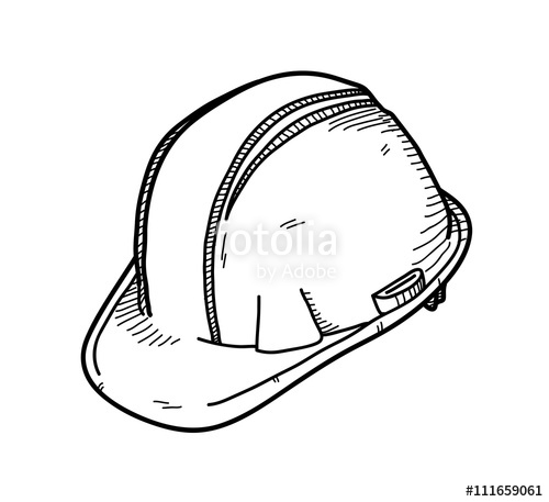 500x457 Hard Hat Or Safety Hat, A Hand Drawn Vector Doodle Illustration Of - Hard Hat Sketch