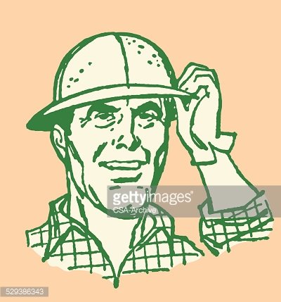 400x429 Worker Wearing Hard Hat Premium Clipart - Hard Hat Sketch