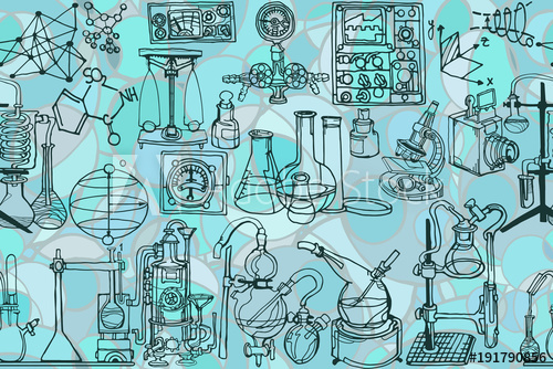 500x334 Vector Seamless Pattern With Sketch Elements Related To Science Or - Hardware Sketch