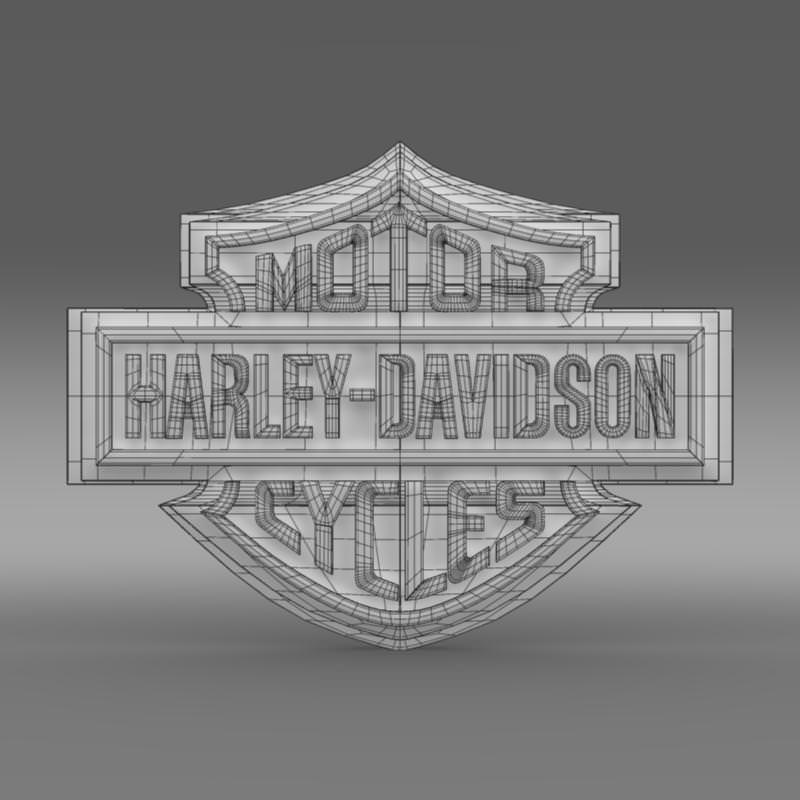 800x800 3d Model Harley Davidson Logo Cgtrader - Harley Davidson Logo Sketch